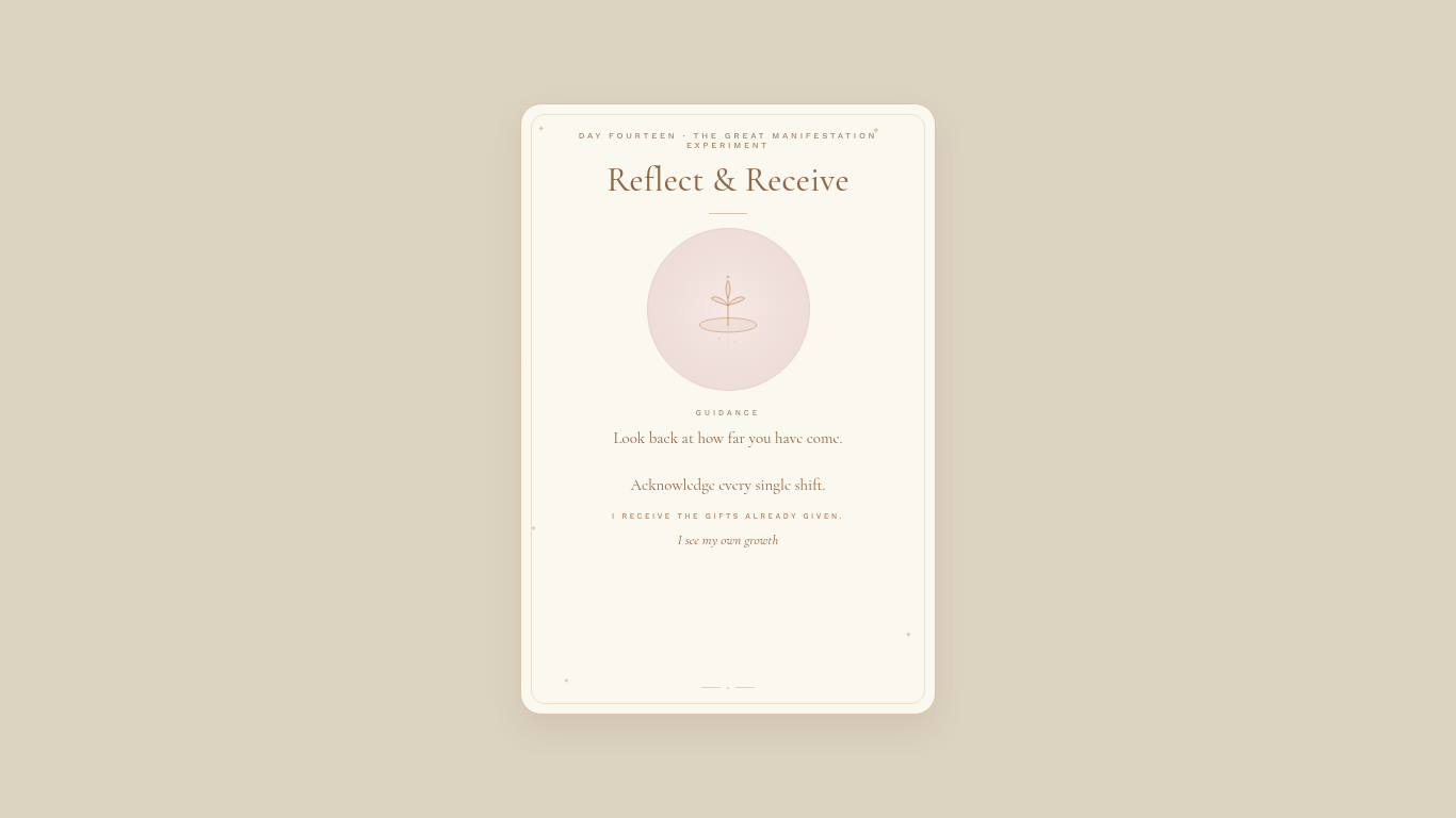 Day 14 — Reflect & Receive