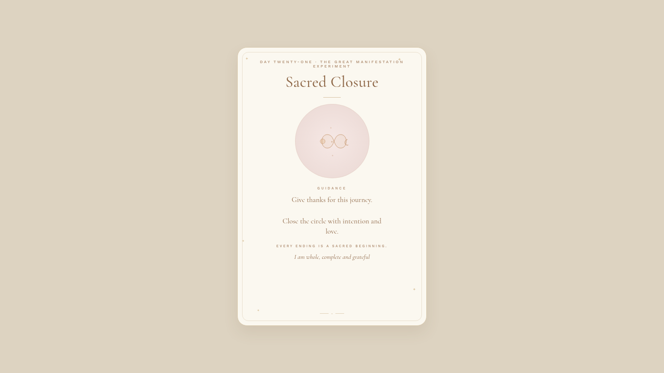 Day 21 — Sacred Closure