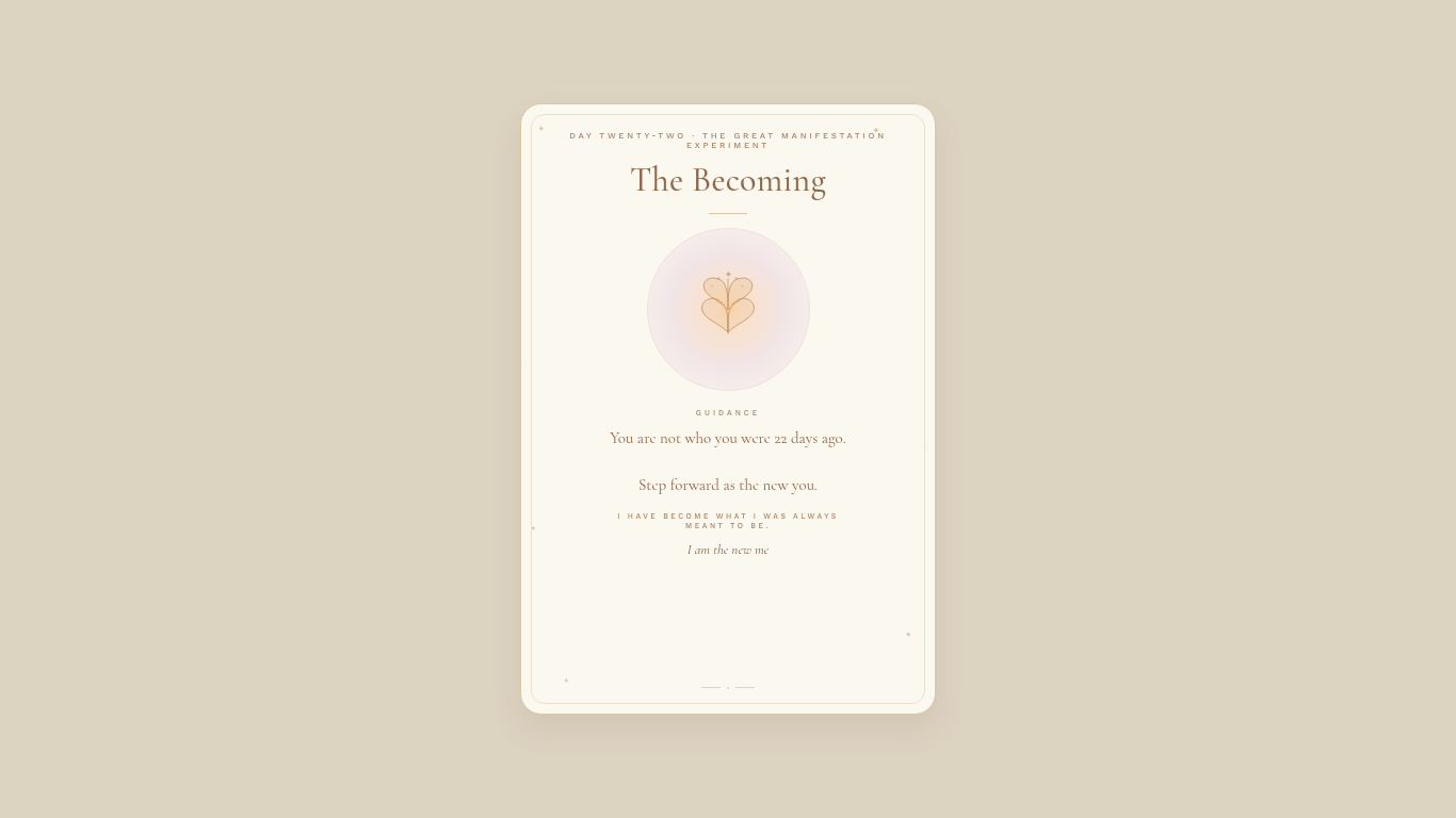 Day 22 — The Becoming